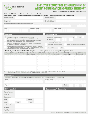 Employer Request for Reimbursement of Weekly Compensation