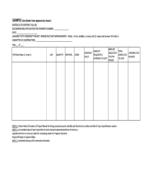 Schedule of Contract Values