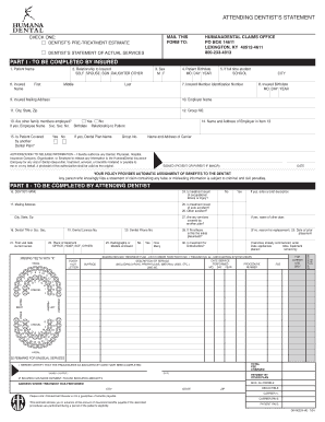 HumanaDental Pre-Treatment Estimate Form