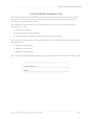 Coach Evaluator Evaluation Tool