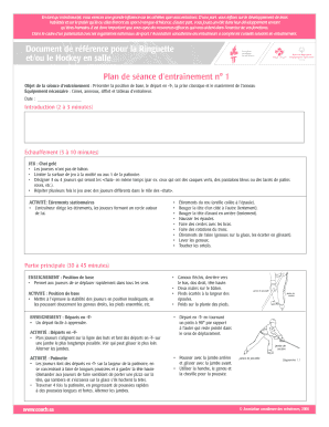 Plan de séance d’entraînement pour la Ringuette et/ou le Hockey en salle