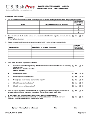 Lawyers Professional Liability Environmental Law Supplement