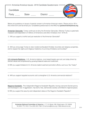 Congressional Questionnaire - Armenian National Committee of - anca