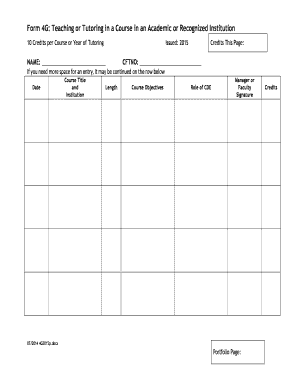 Form 4G: Teaching or Tutoring in an Academic Institution