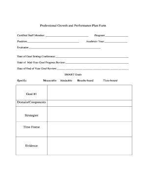 Professional Growth and Performance Plan Form