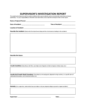 Supervisor's Investigation Report