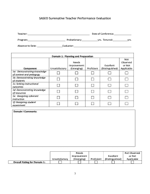 SASED Summative Teacher Performance Evaluation Form