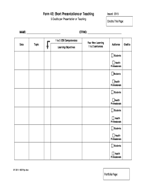 Form 4E: Short Presentations or Teaching