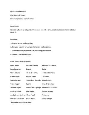 Famous Mathematician Research Project