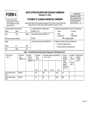 SEC Form 4 Statement of Changes in Beneficial Ownership