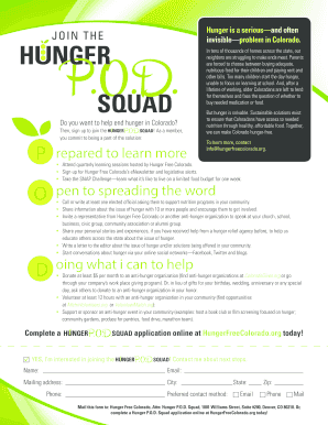 Hunger Free Colorado P.O.D.SQUAD Application