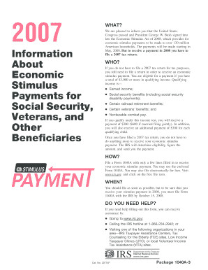 2007 Economic Stimulus Payment Form 1040A