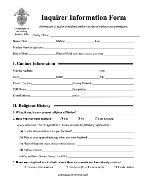 Inquirer Information Form
