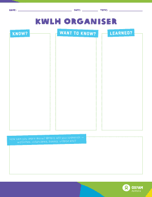 KWLH Organiser Form