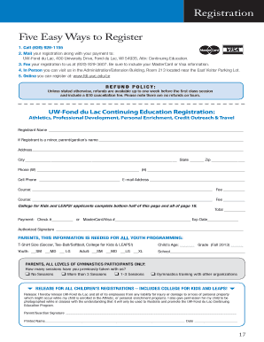UW-Fond du Lac Continuing Education Registration Form