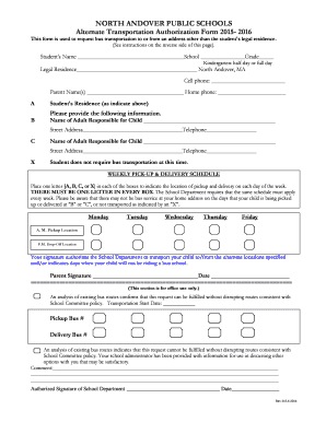 Alternate Transportation Authorization Form