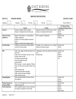 Employee Specification Form