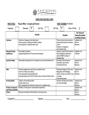 Employee Specification Form