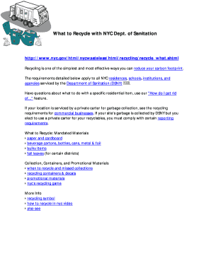 Fillable Online What to Recycle with NYC Dept Fax Email Print - pdfFiller