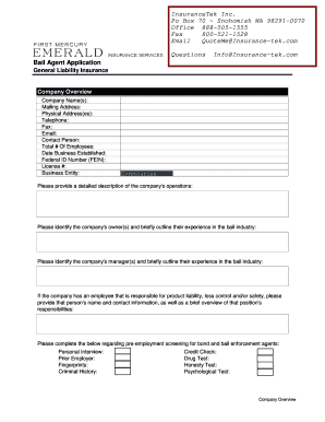 Bail Agent Application Form