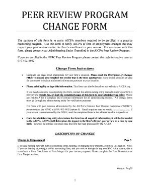 AICPA Peer Review Program Change Form