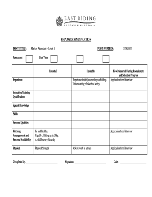Employee Specification Form