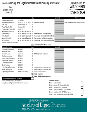 Leadership and Organizational Studies Planning Worksheet