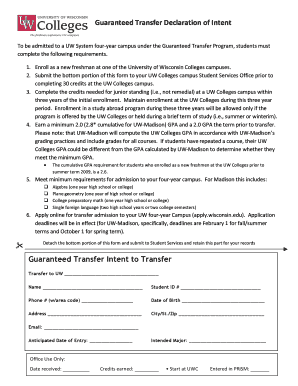 Guaranteed Transfer Declaration of Intent