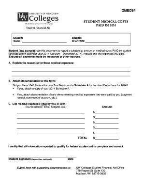 Student Medical Costs Form