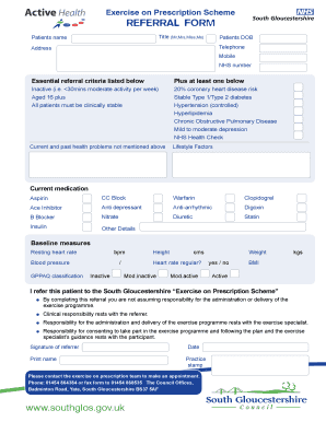 Exercise on Prescription Referral Form