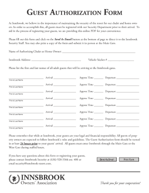 Innsbrook Guest Authorization Form