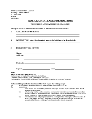 Notice of Intended Demolition