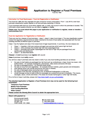 Application to Register a Food Premises