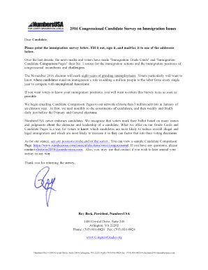 2016 Congressional Candidate Survey on Immigration Issues