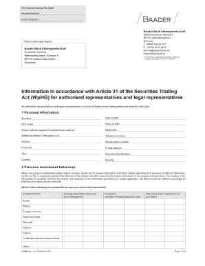 Baader Bank Investment Information Form