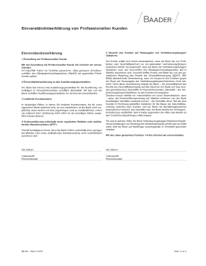 Einverständniserklärung von Professionellen Kunden