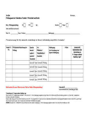 Prüfungsanmeldung Formular