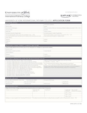 University of York International Pathway College Application Form