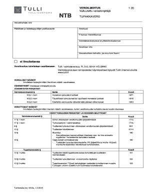 Finland Tobacco Tax Return Form