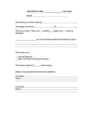 4-H Club Meeting Minutes Template
