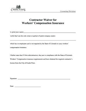 Contractor Waiver for Workers’ Compensation Insurance