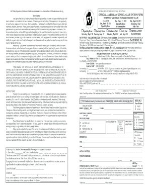 American Kennel Club Dog Show Entry Form