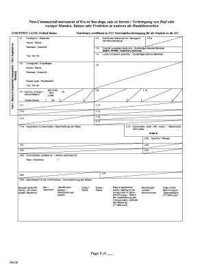 US Veterinary Certificate for EU Pet Import