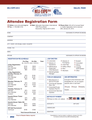 HELI-EXPO 2012 Attendee Registration Form