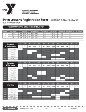 Swim Lessons Registration Form