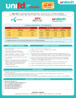 Unitech Fixed Deposit Application Form