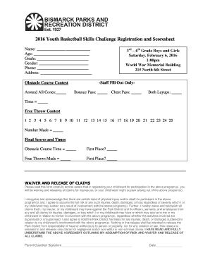 2016 Youth Basketball Skills Challenge Registration and - bisparks