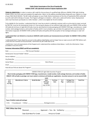 ENERGY STAR LED Light Bulb Incentive Program Application