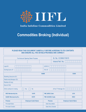 Commodities Broking Account Opening Form