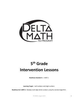 5th Grade Multiplication Intervention Lessons